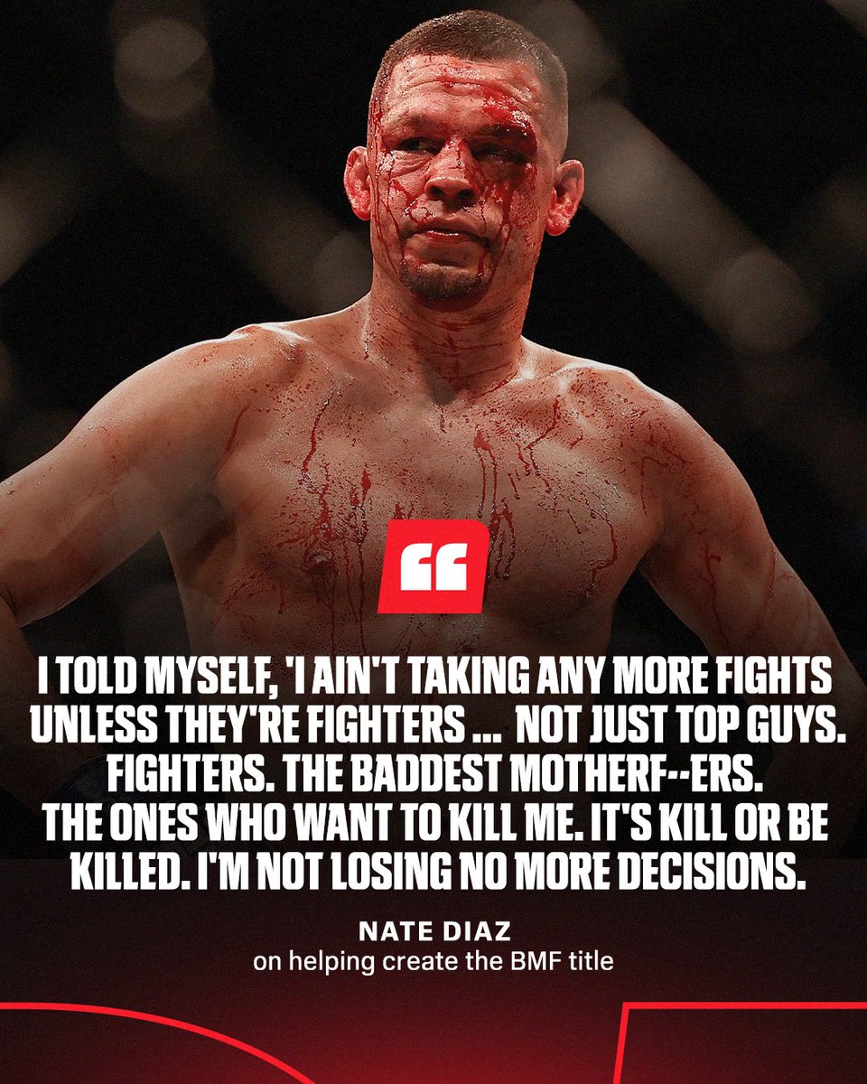 Nate Diaz discussed the origins of the 'BMF title' and what it means to him 😤 🏆 

🔗 in bio for the full article from <a href="/bokamotoESPN/">Brett Okamoto</a>.