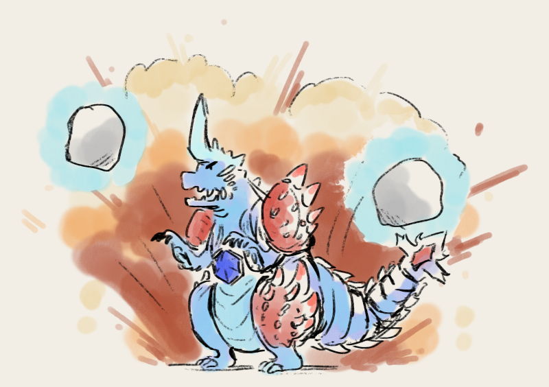 Someone told me I draw Rekiness "too cute" and how it's "too tryhard", so I'd proceed to draw him being cool w explosions in the background