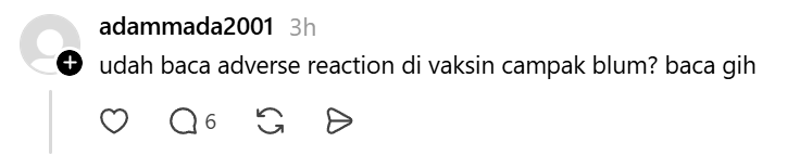 Jadi gini, kalo ditanya bagaimana dengan efek samping dari vaksin MMR?

Oke, yuk kita bahas

Mendapatkan imunitas measles tapi kena efek samping vaksin MMR
vs.
Mendapatkan imunitas secara natural dengan terjangkit campak