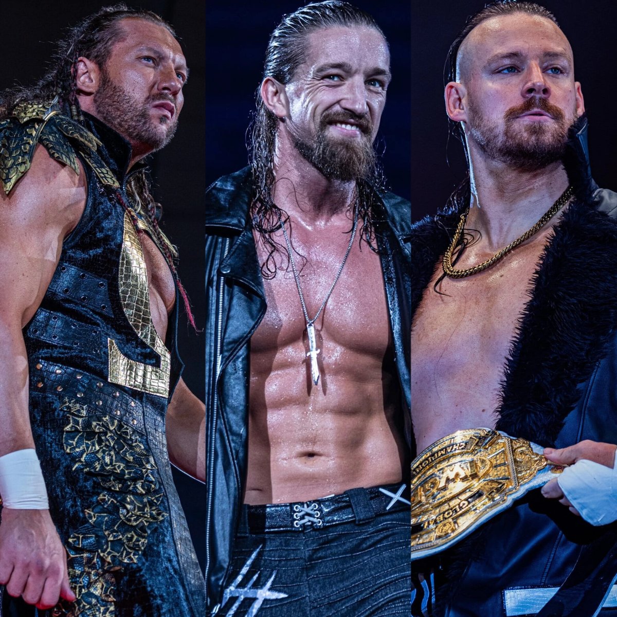 TheDrainmaker's tweet image. The 3rd, 4th and 5th Bullet Club leaders are now in All Elite Wrestling. 👆

• Kenny Omega
• Jay White
• David Finlay