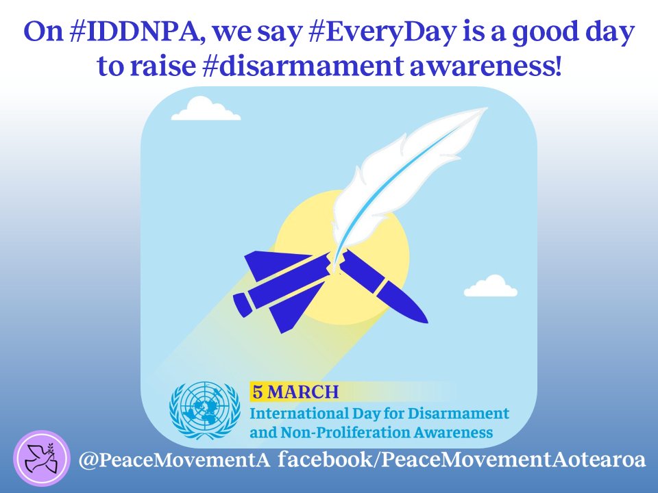PeaceMovementA's tweet photo. Today, tomorrow, #EveryDay! #Disarmament 👉🏼https://t.co/8ThofOPqA8 #IDDNPA #5March @EpeliVl @QuakerUNOffice @DemilitarizeDay @ronnykareni #StopBombingCivilians #BudgetForPeace #ClimateJustice #MineFreeWorld #StopClusterBombs #EWIPA #NuclearJustice #TPNW #KeepSpaceForPeace 🧵1/3 https://t.co/sG5Od1L8DH