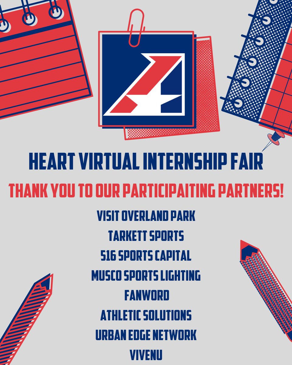 TheHeartConf's tweet photo. Our first-ever Heart Virtual Internship Fair connected student-athletes with industry leaders and career opportunities beyond competition.

A big thank you to our partners — Visit Overland Park, Tarkett Sports, 516 Sports Capital, Musco Sports Lighting, Fanword, Athletic Solutions, Urban Edge Network, and vivenu — for sharing your time, insight, and opportunities with our students. We appreciate your continued support in helping prepare the next generation of leaders!

#TheRightWayToPlay | #TheHeartsWayToPlay