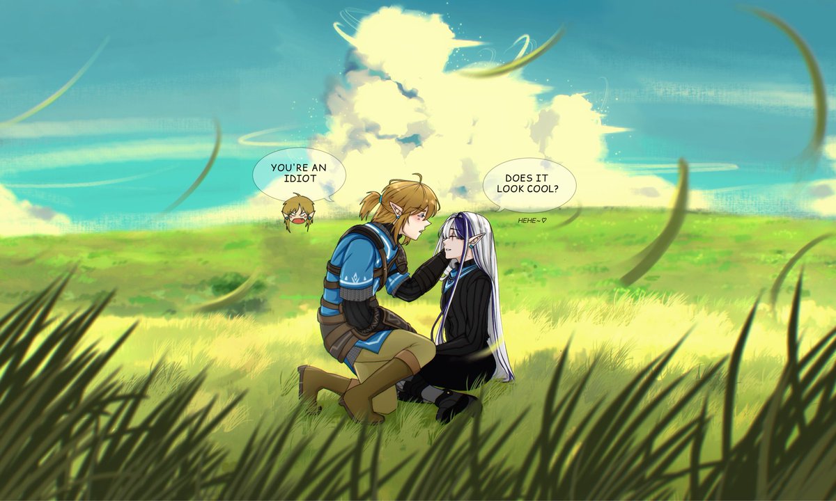 sakuraoftime's tweet photo. I love them so much. LOOK AT HIS LITTLE ANGRY FACE. SO CUTE. ๐·°(⋟﹏⋞)°·๐ 🩵 #link #sakura #oc #legendofzelda #TearsOfTheKingdom https://t.co/dX6XFCnrBV