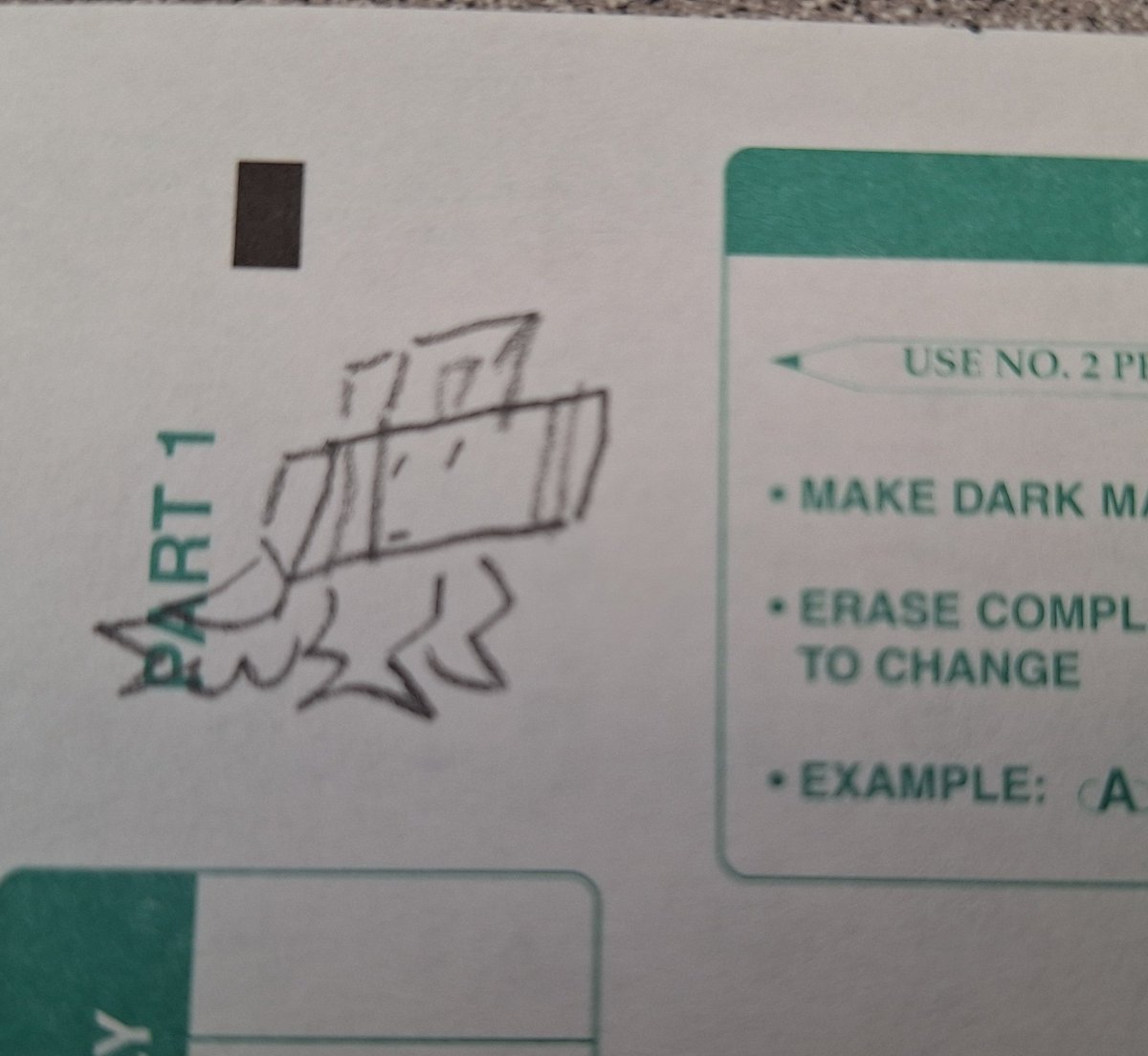 lobsterfanboy's tweet photo. day 48 of drawing suitcase everyday until she has merch again 
suitcase on the scantron https://t.co/x51cDoI0Ol