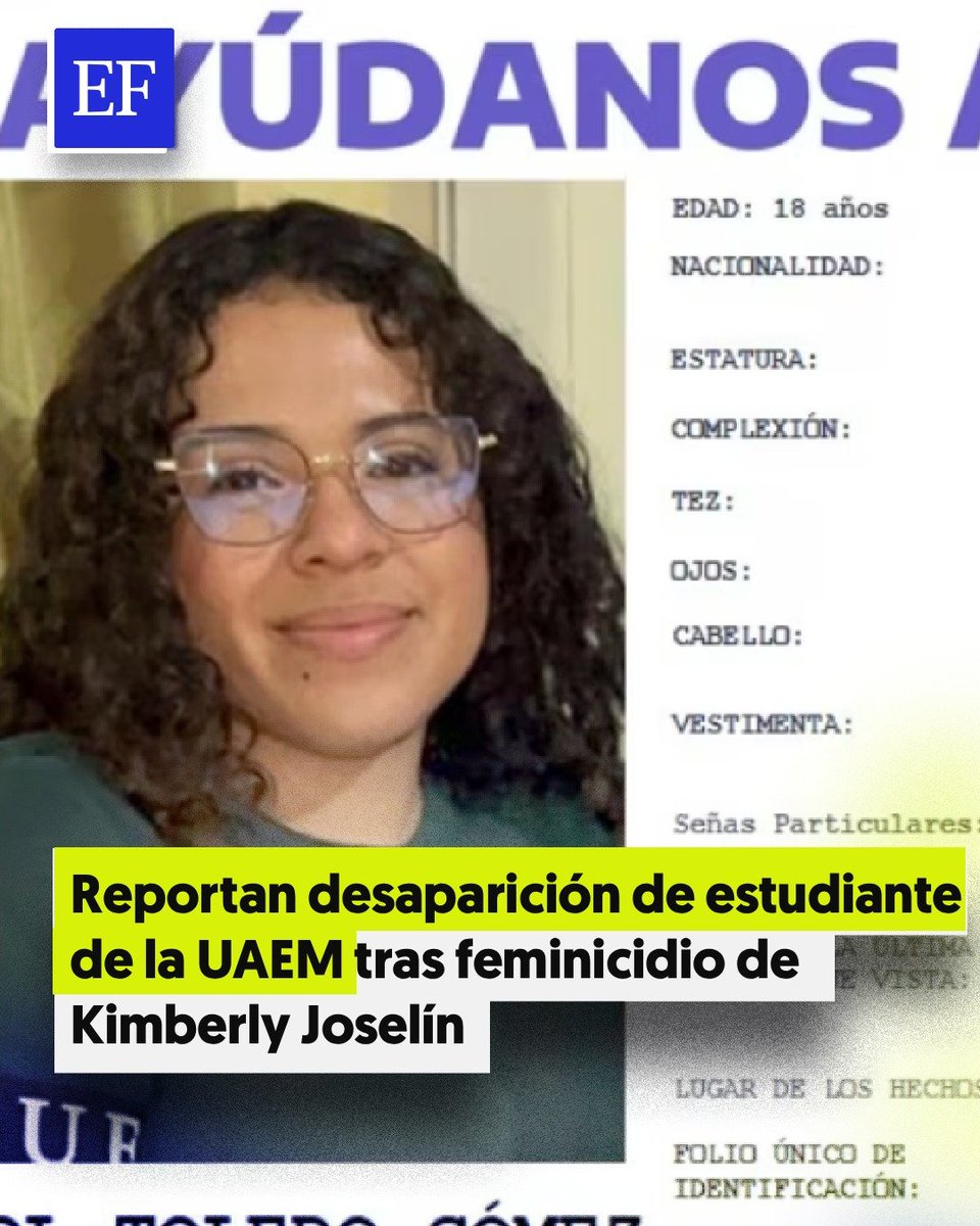 Difundamos por favor 🙏
La UAEM llamó a las autoridades a realizar las acciones inmediatas que permitan avanzar en la pronta localización de la alumna Karol Toledo Gómez.
Fuente: El Financiero.