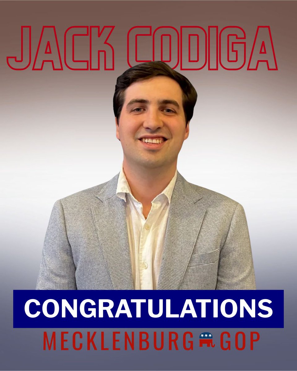 meckgop's tweet photo. Congratulations to Jack Codiga, the Republican nominee for NC’s 12th Congressional District! 🇺🇸
#NC12 #MeckGOP https://t.co/RX1jpk0CRm