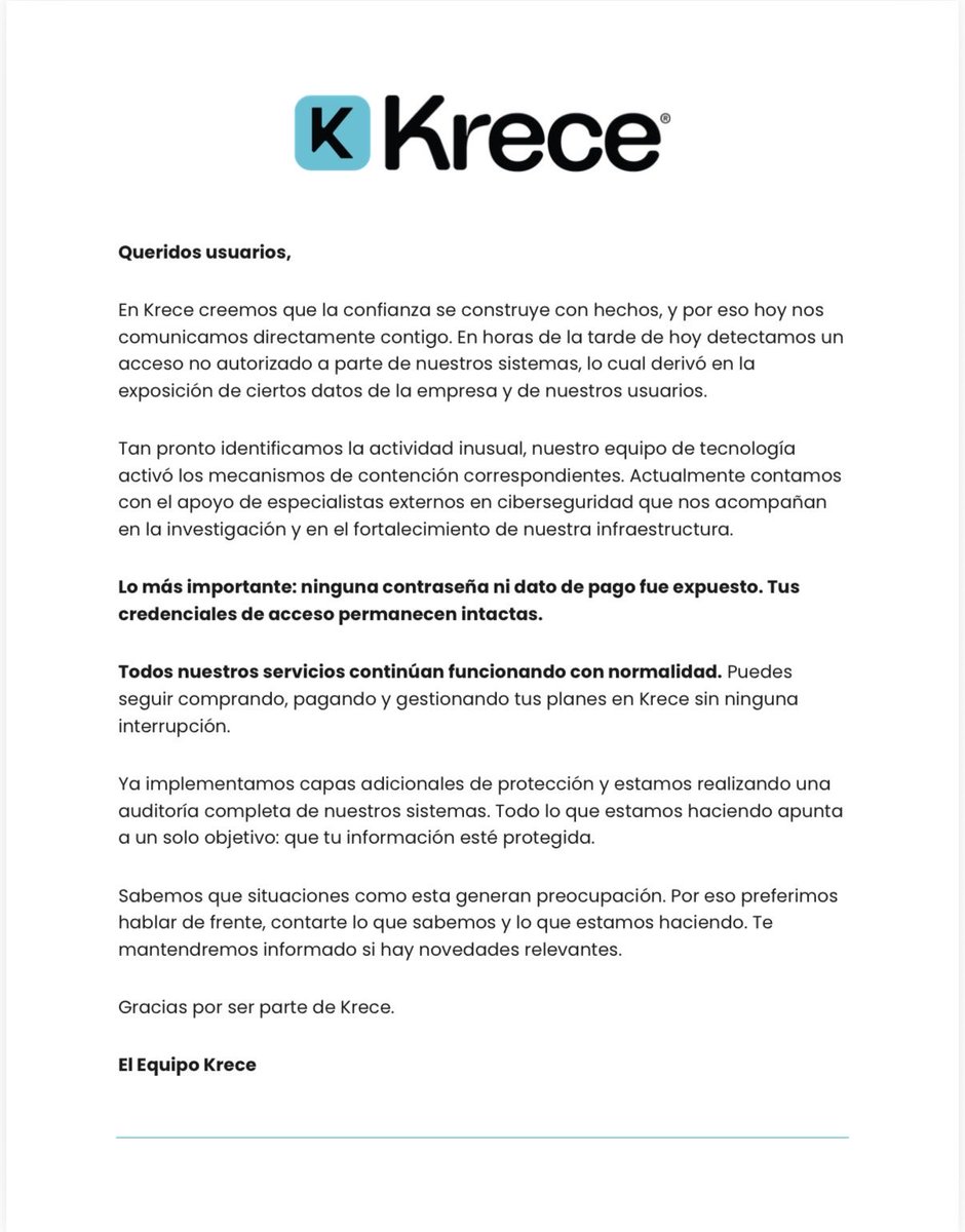 somoskrece's tweet photo. Comunicado a nuestra comunidad Krece https://t.co/BlP8QaJoOc