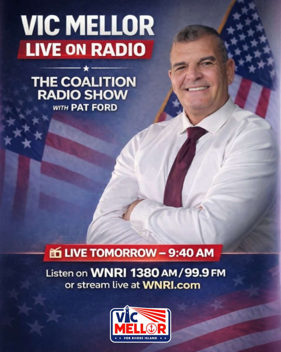 VicMellorForRI's tweet photo. MEDIA ALERT:

I will be on #WNRI TOMORROW - THURSDAY 3/5 AT 9:40 AM.

STREAM LIVE at https://t.co/VxSjyFy0C2

#VicMellorForCongress
#RhodeIslandFirst https://t.co/t6qjGmrfk0
