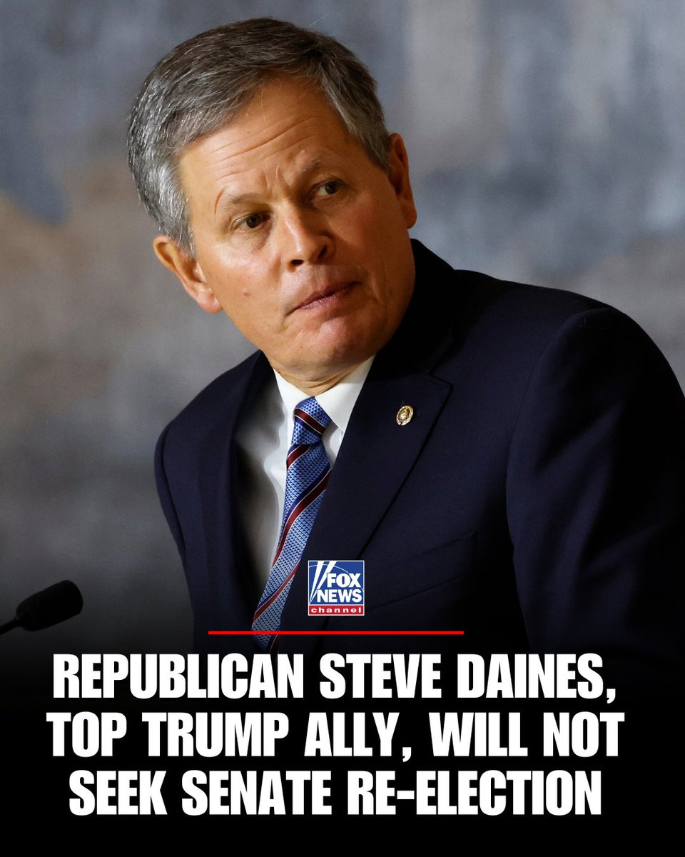 FoxNews's tweet image. PRIMARY JOLT: GOP Senator Steve Daines will not seek re-election.

Daines was widely expected to secure a third term to represent Montana, a state Trump won by nearly 20 points