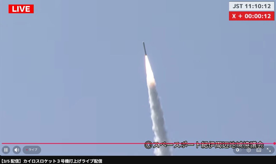 Ja3Tdw's tweet photo. Kairos Rocket 3 was successfully launched on March 5th at 2:10 UTC. Congratulations! #KAIROS3 https://t.co/5xSJtFb3Ao
