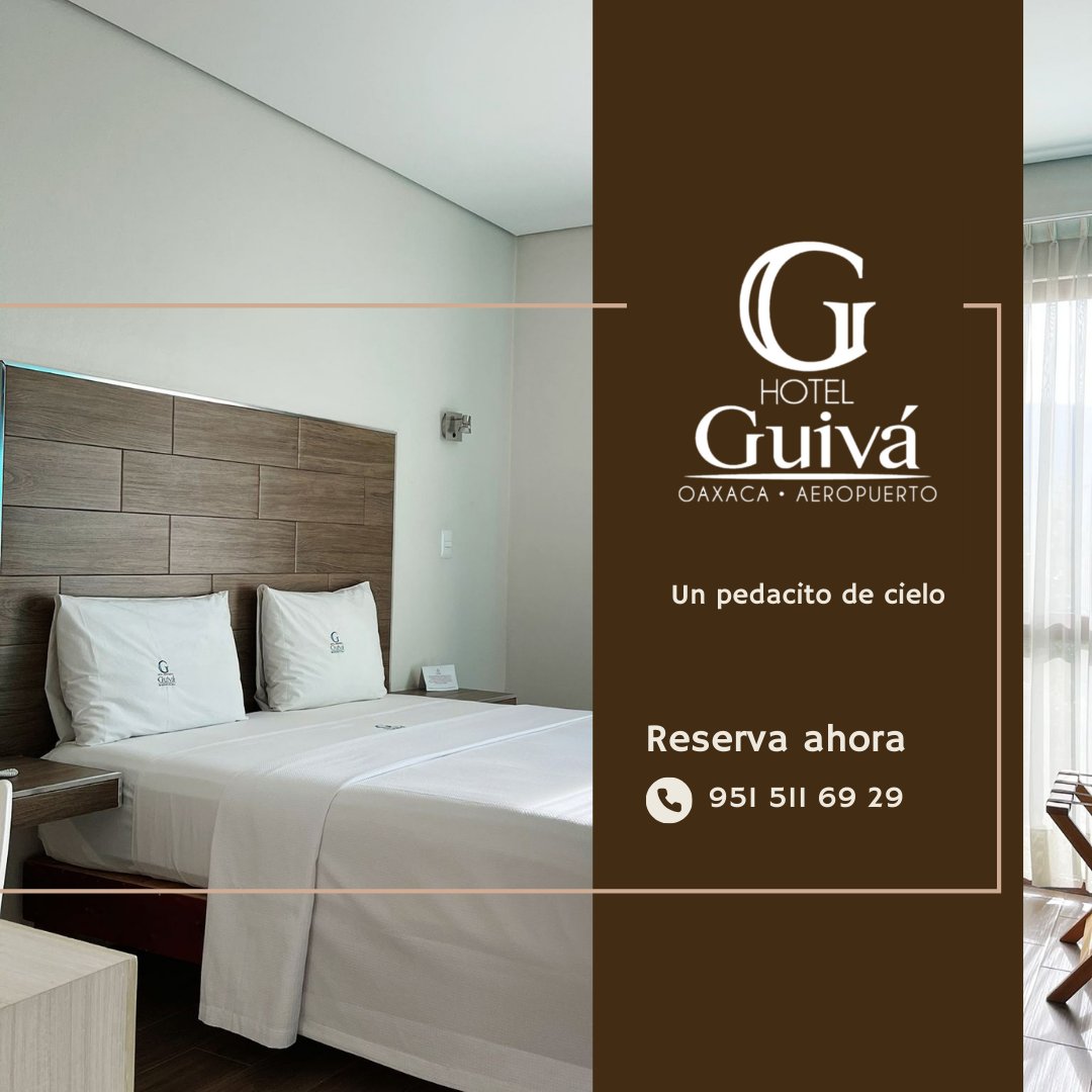 Nos encontramos a 5 minutos del Aeropuerto 📷
#HotelGuivaAeropuerto
Contáctanos: 951 511 69 29
maps.app.goo.gl/ghJxqopdrUeqE7…
* Habitaciones climatizadas 📷
* Agua caliente 📷
* Televisión por cable 📷
* Estacionamiento 📷
* Área de Terraza 📷
#OaxacaLoTieneTodo #OaxacadeJuárez