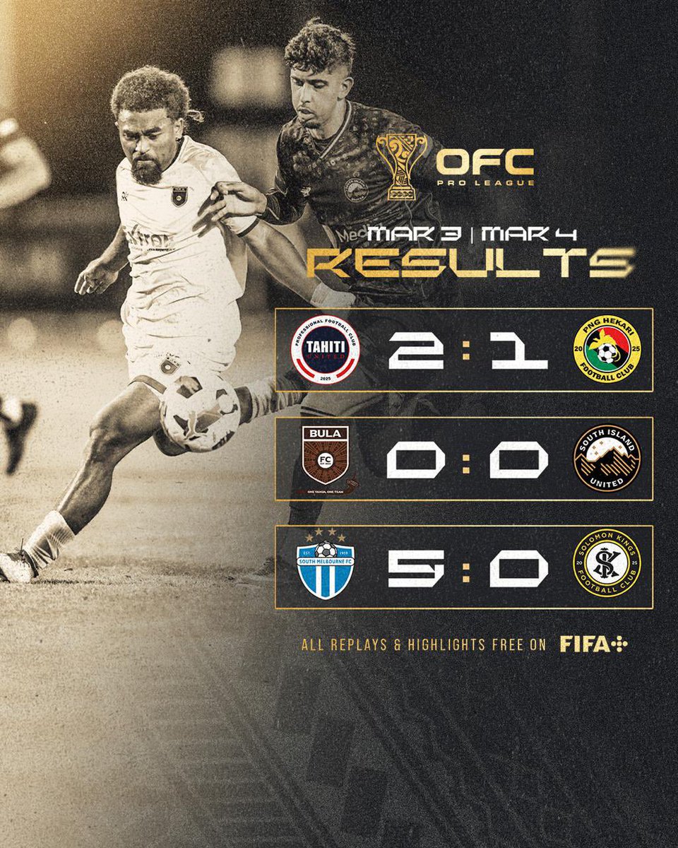 Here are the results from the postponed matches of Round 1️⃣

#OFCProLeague