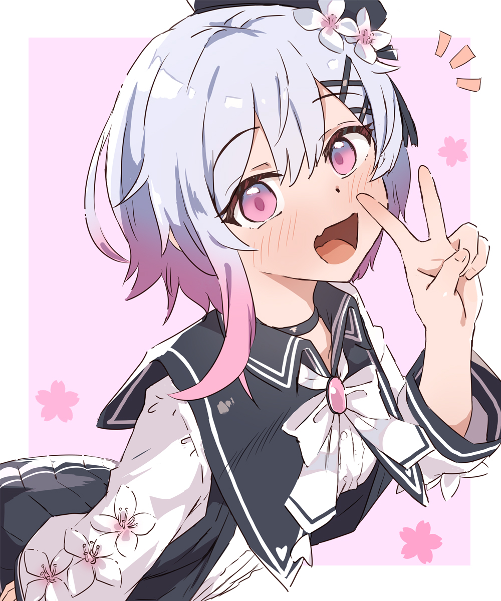 エマはこういうアホっぽいところが一番かわいいです!

普段🌸✋だけど、たまには🌸✌ 

#桜羽エマ生誕祭2026 
#まのさば二次創作 