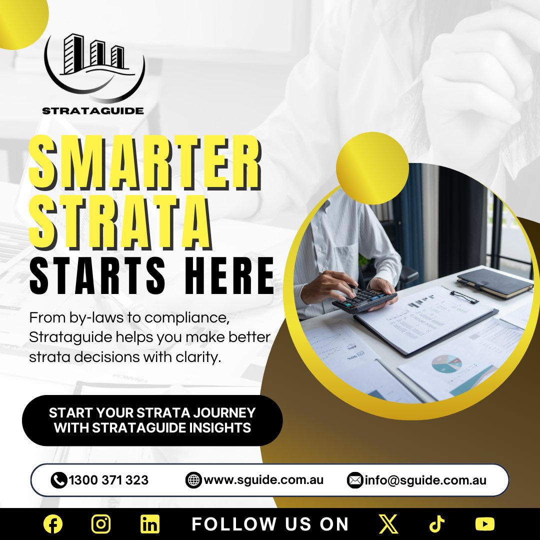 StrataGuide's tweet photo. Ready for smarter strata? Strataguide gives you the insights to make better decisions with confidence. 🌟

#strataexperts #stratacommunity #clarityfirst #propertymanagement #strataguide #strataliving #bylaws https://t.co/jbk204yojf