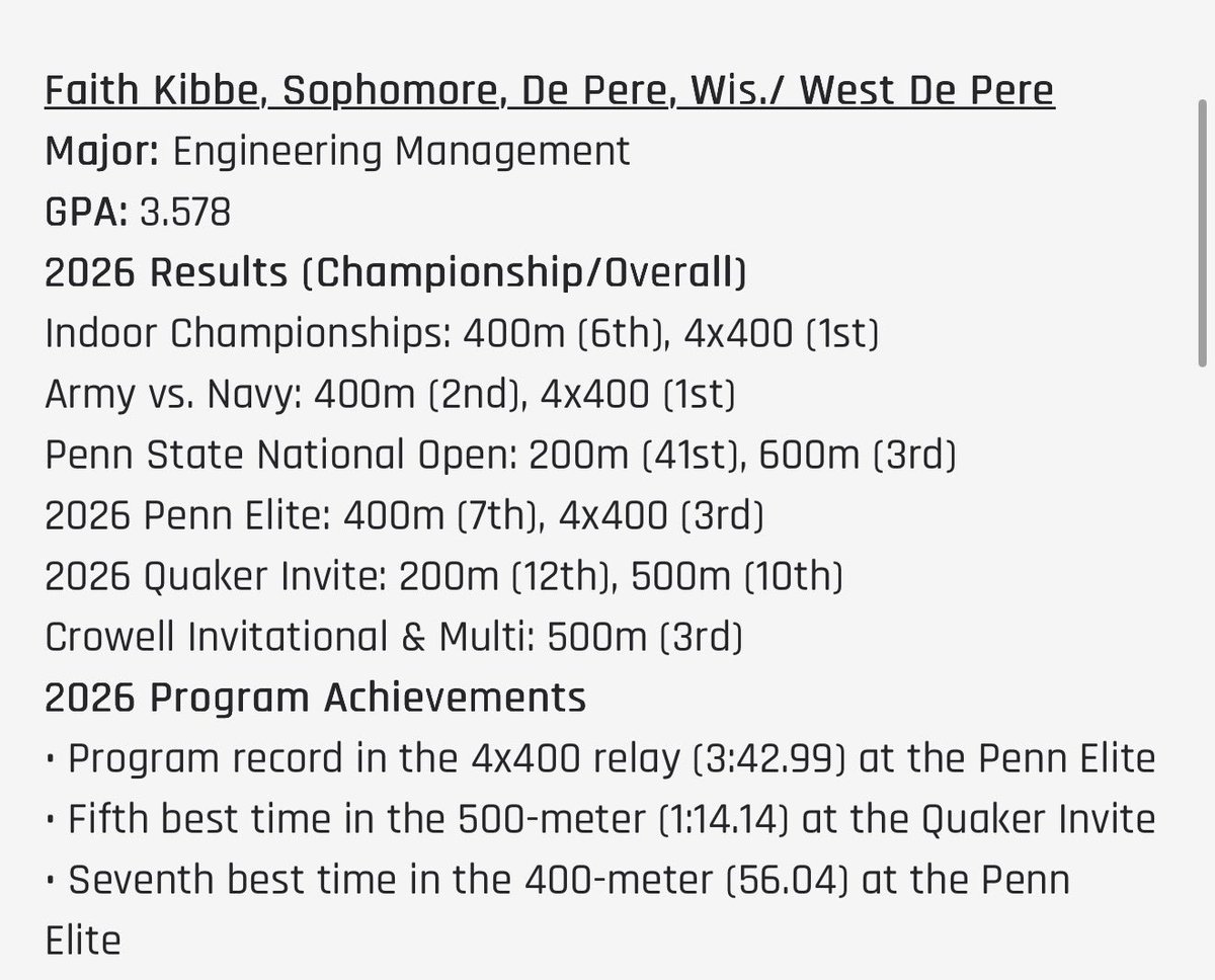 pastorkibbe's tweet photo. A champion on the track and in the classroom..and in life! Congrats @FaithKibbe on crushing it in the classroom at WestPoint! No small feat! #GoArmy https://t.co/iygtKBzJtc
