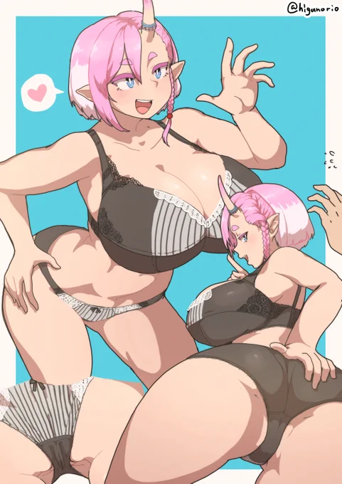 すけべのご依頼で描かせてもらいまんた 依頼者さんちの子の鬼娘の鈴さんです 高身長ギャルはいいぞシンイチ…鬼っ娘ならなおさらだ(*˘ω˘*)