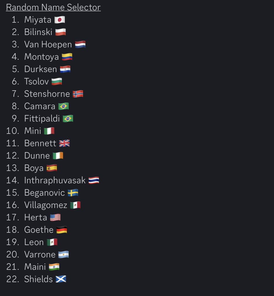 Magnus2331's tweet photo. my 2026 f2 predictions vs the random name selector

f2 has basically been a lottery the past few seasons so I’m half expecting the random name selector to be more accurate 🥀

(last year my P1 and P11 prediction were reversed in the actual standings btw 😭😭😭) https://t.co/qFYwuqnczz