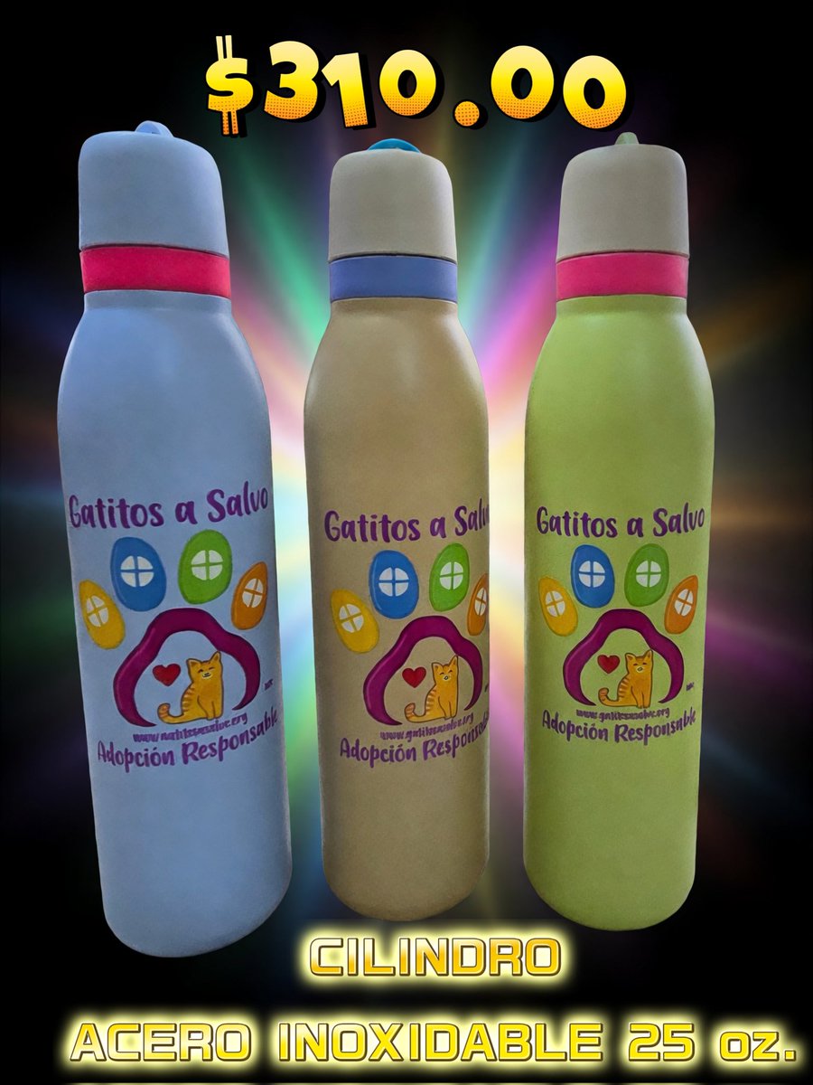 gatitosasalvo's tweet photo. 🐾 ¡Ya regresaron los termos -y cilindros pal Gym- de Gatitos a Salvo! 🐾
Después de un tiempo sin existencia, ya volvieron y con varios modelos y colores disponibles.
Cada termo lleva el logo de Gatitos a Salvo al frente y el mensaje:

💜 “Yo esterilizo, yo salvo vidas” en la parte de atrás.

Tu compra nos ayuda a seguir rescatando, alimentando y cuidando gatitos.

🚚 Entrega a domicilio SIN COSTO en CDMX
📅 17 y 18 de marzo

Si quieres uno, mándame DM para apartarlo. 🐾
#GatitosASalvo #EsterilizarEsSalvarVidas #AdopciónResponsable