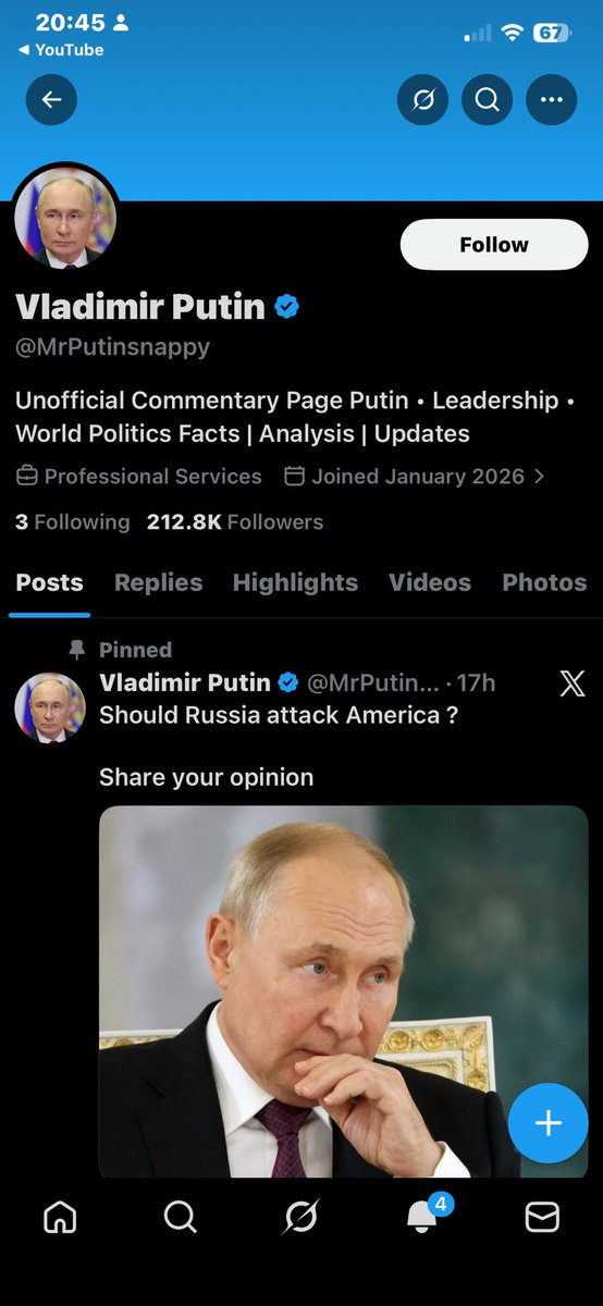 AlphaMike072's tweet photo. @MrPutinsnappy It’s a parody account #vladimirputin #russia https://t.co/xSGQwUxGCT