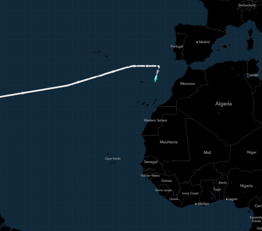 Third ship!

The Clean Mistral also changed course late Wednesday