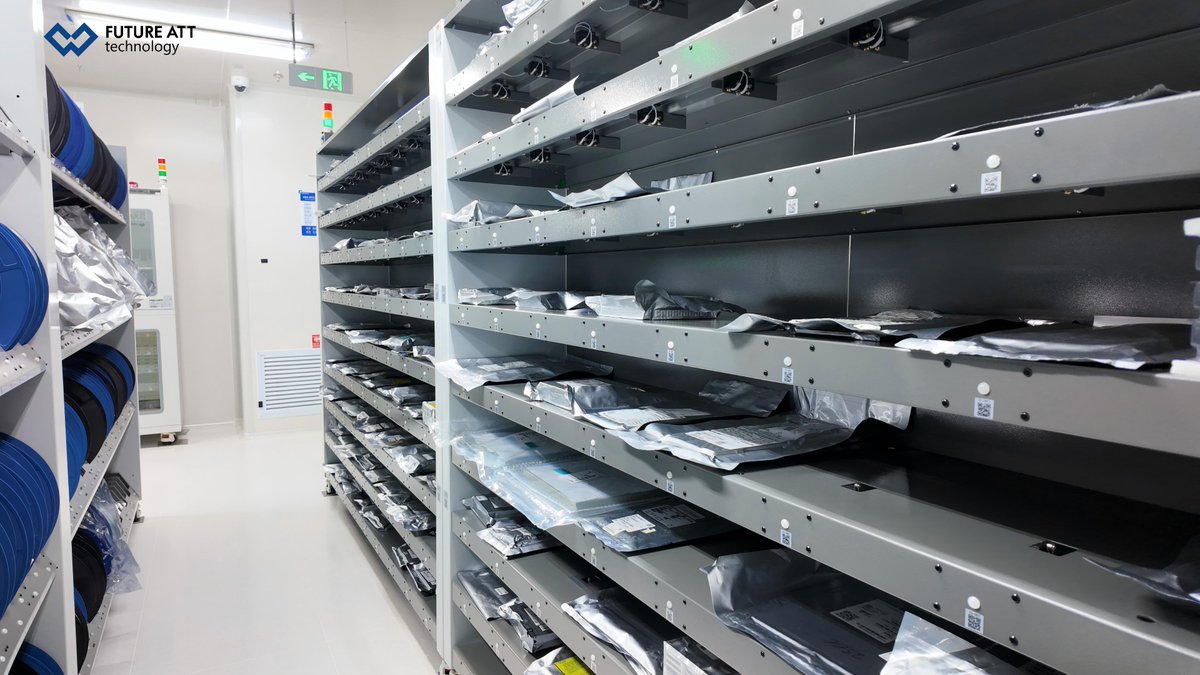 FutureATT_SMT's tweet photo. #SMTSmartRack from #FutureATT
Supports centralized management of multiple material types:
7-inch reels/13-inch reels/15-inch reels/Packaged materials/PCB
The system integrates intelligent location management with #PicktoLight functionality.

#ElectronicsManufacturing #SMTStorage https://t.co/nyGuwdMxaf
