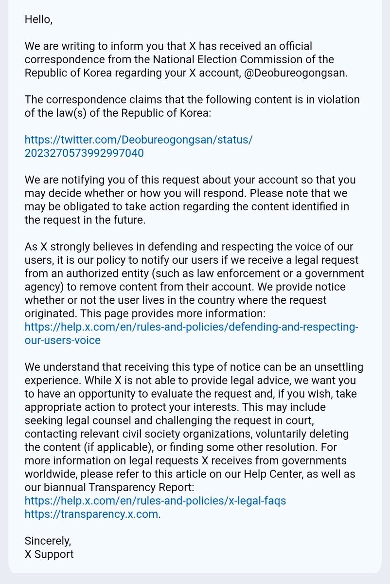 ShineShadowNews's tweet photo. 🚨🇺🇲🇰🇷 South Korea’s Election Commission Targets a Student

 A high school student says the National Election Commission filed a report and DEMANDED the deletion of their social media post — even though the post DIDN'T ’t include any evidence photos or sensitive materials related to election fraud. 

Yet the order to remove it still came.

The student wrote:
"They say the National Election Commission filed a report and requested that my post be deleted. My post didn’t even include any photos as evidence of election fraud, yet they still asked for it to be removed… They’re even trying to silence a high school student. This is really frightening."

When a government election body starts chasing down teenagers on social media, something has gone seriously wrong.

According to the post, the Commission appears to be monitoring X daily, searching for posts that challenge the official narrative. 

If that’s true, it means the institution responsible for protecting democratic elections is now acting like a speech police unit — targeting even students who dare to ask questions.

Silencing critics is bad enough. Silencing a high-school student crosses an entirely different line. When authorities start policing the voices of young people instead of defending open debate, it sends a chilling message to the entire country.

South Korea has fought too hard against authoritarianism and communist influence to watch its institutions drift toward censorship now. 

Whether the speaker is a journalist, a citizen, or a teenager, the principle must remain the same: free people speak freely.

Because once government agencies start deciding which opinions are allowed online, democracy itself is on the chopping block.

🇰🇷 If the National Election Commission can silence a high school student today, whose voice will they erase tomorrow? 🇰🇷

referrer: 
@tortoise_ksj