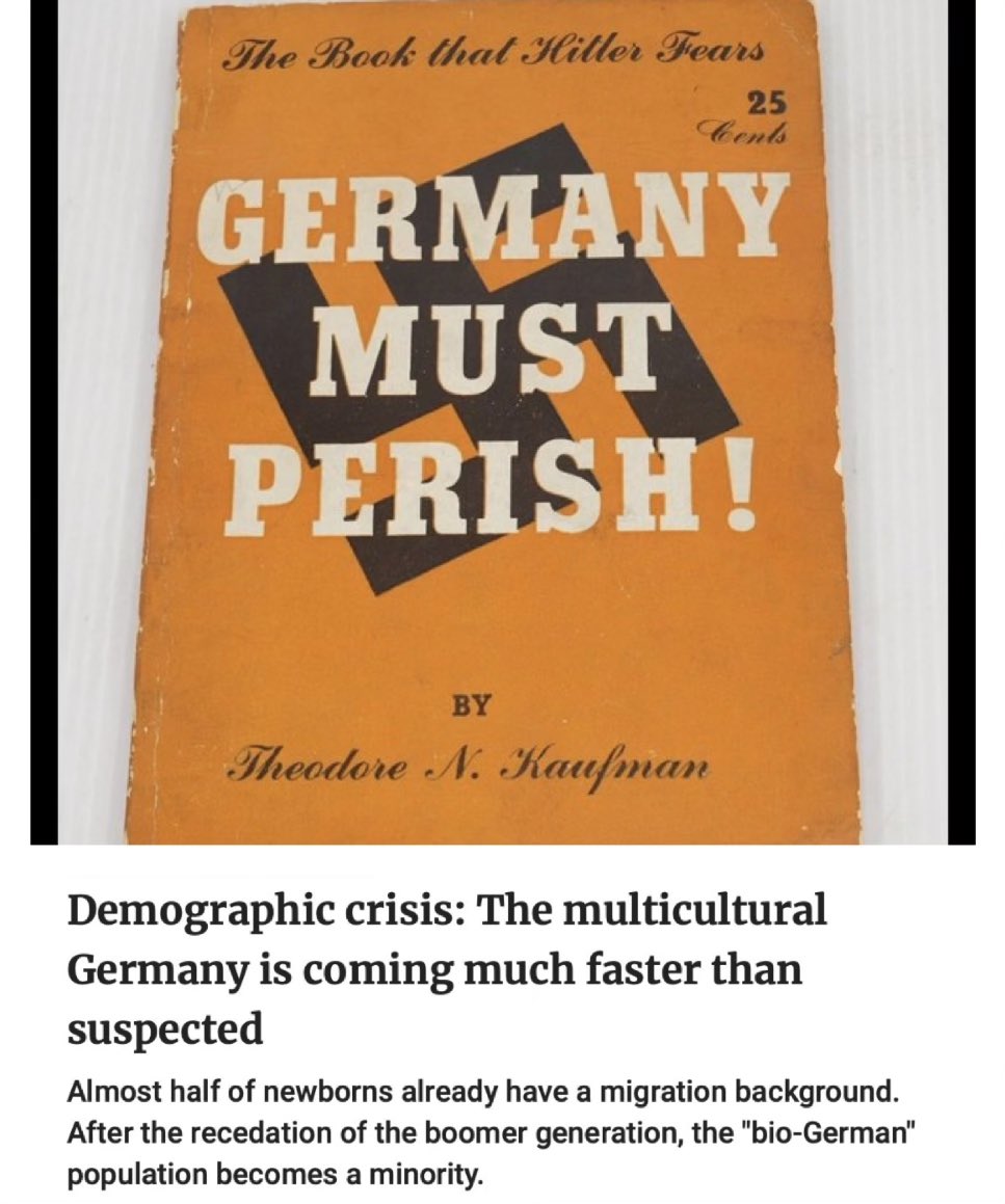 Germany Must Perish! By Jewish Theodore N. Kaufman, 1941

“Sterilise every German man, woman, child wipe out the "Teutonic plague" forever. 

Partition the Reich into slave states, FLOOD IT WITH FOREIGN SETTLERS, erase the German race in one brutal stroke of genocidal vengeance”.