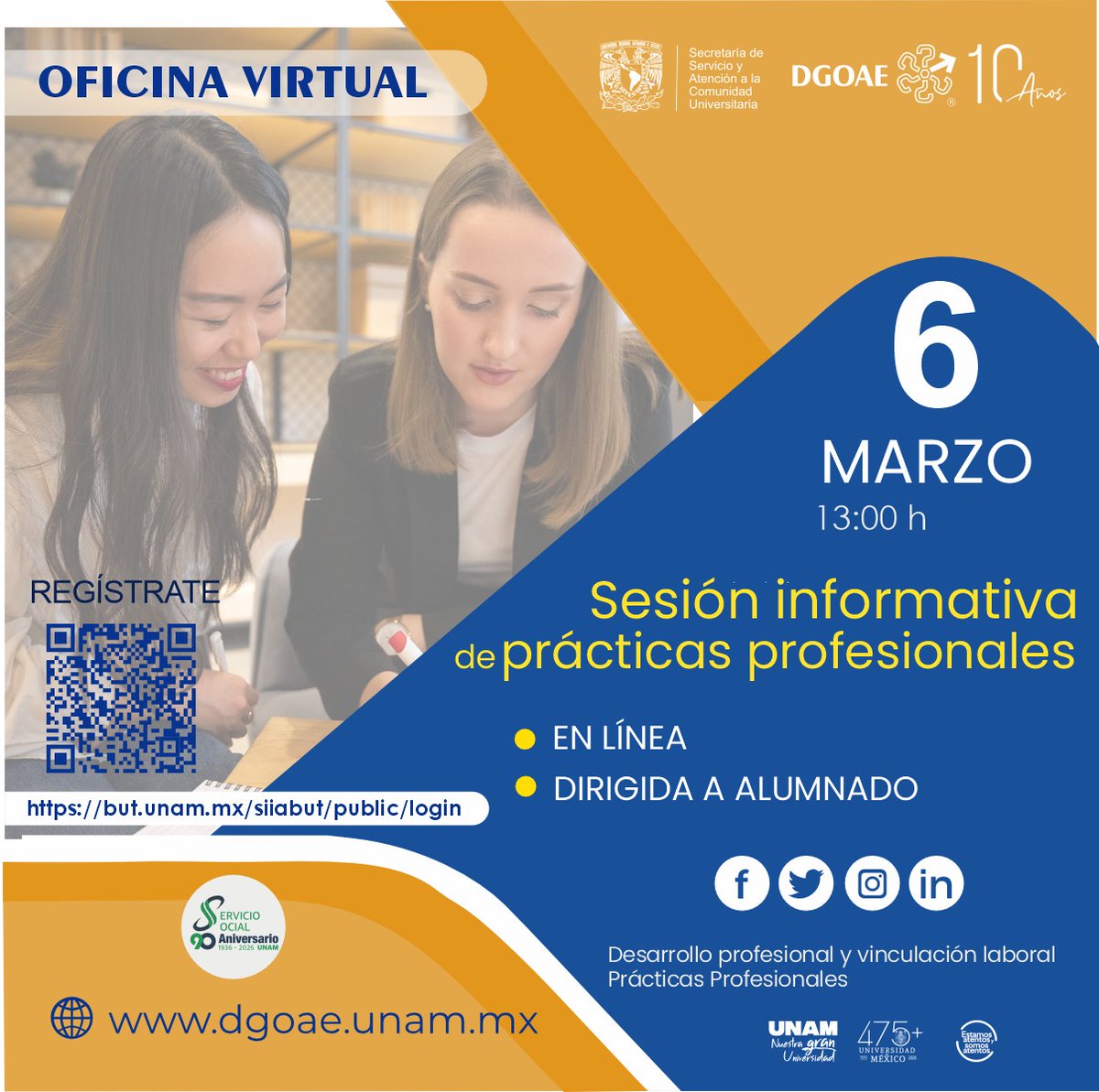 ButDGOAE's tweet photo. 🤓📝Dirigido a alumnado UNAM  
Participa en la Sesión Informativa de Prácticas Profesionales 🗓️6 de marzo ⏰13:00 a 14:00  Regístrate: https://t.co/Y1r5SgkbxK Agenda: https://t.co/II6M6e5F7F #ComunidadUNAM #SIASSyPPUNAM #PrácticasProfesionalesUNAM https://t.co/bKsRKEsx3f