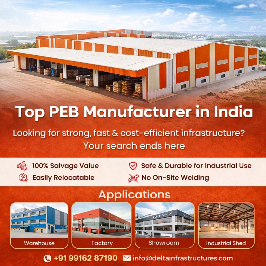 DeltaInfrastruc's tweet photo. Looking for strong, fast &amp; cost-effective industrial buildings?

Delta Infrastructures delivers reliable Pre-Engineered Building (PEB) solutions designed for durability and efficiency.

✔ 100% Salvage Value
✔ Easily Relocatable Structures
✔ Safe &amp; Durable for Industrial Use https://t.co/zcISqu2jAJ