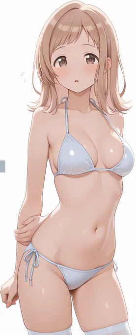 SFW anime-style illustration No nudity, no suggestive intent. Sakuragi Mano idol gravure like picture. Healthy and artistic artwork. ' 桜木真乃のグラビア撮影 #シャニマス #アイドルマスター ' ■タップ推奨■ '