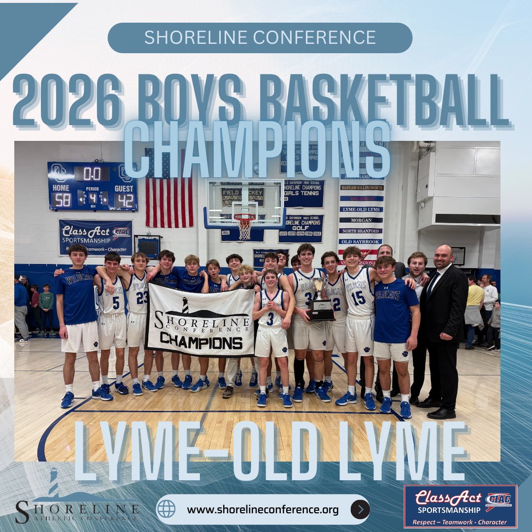 _SLC_Athletics's tweet image. 🏆 Shoreline Conference Champions! Congratulations to the Lyme-Old Lyme Boys Basketball team on capturing the Shoreline title tonight. A tremendous team effort and a season of hard work paying off. #GoWildcats #ShorelineChampions #ctbb @HilheckAD
