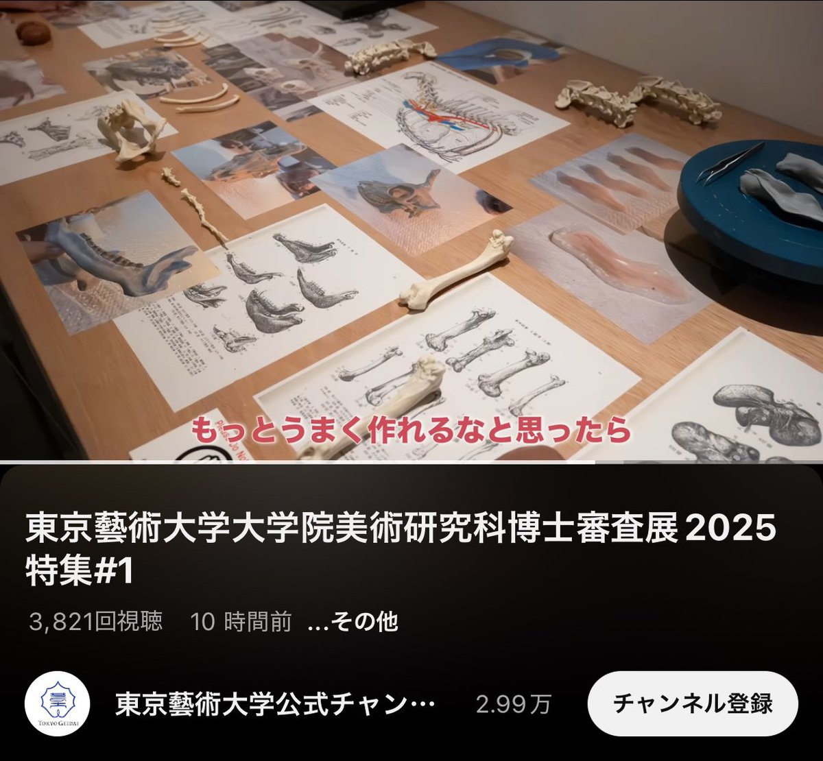 東京藝大の公式YouTubeで、博士審査展での作品について紹介頂いています。動画の後半(4:25くらいから)、日比野学長の紹介のあと作品について沢山話しています。よろしければ是非ご覧下さい🦄

東京藝術大学大学院美術研究科博士審査展2025特集#1
youtu.be/9iu9mKJMoVI?si…