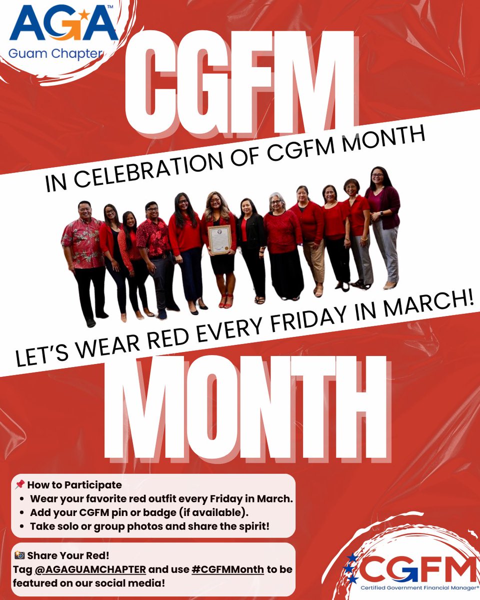 agaguamchapter's tweet photo. In Celebration of CGFM Month - Let’s wear RED Every Friday in March! 

📸 Share Your Red!
Tag @AGAGUAMCHAPTER and use #CGFMMonth to be featured on our social media! https://t.co/sE0huoa1Od