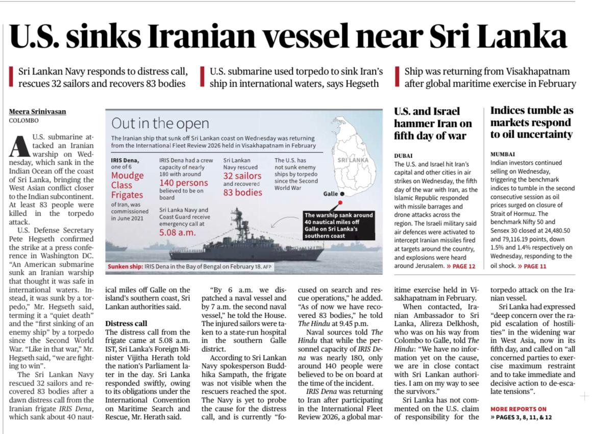 Look at the location where a US submarine sunk the Iranian vessel. That itself tells us everything we need to know about how sensitive the whole issue is.