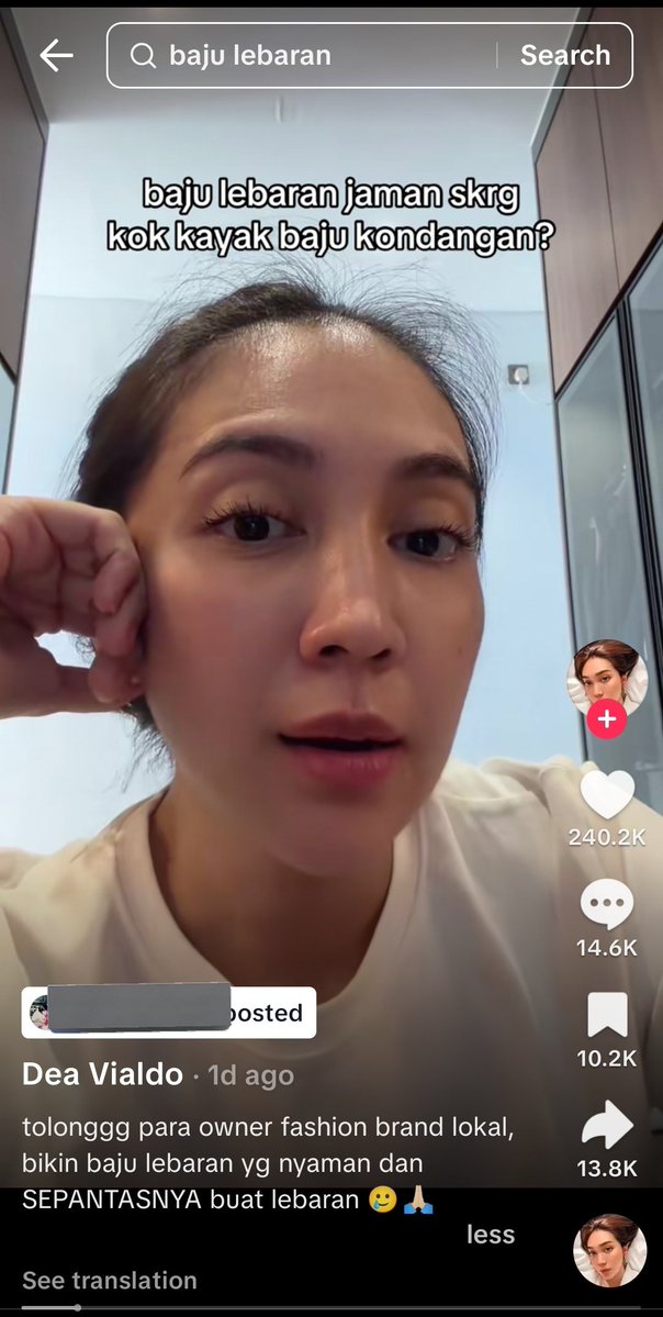 {mu} SETUJUUU BGT AHELAH 😭😭😭 padahal lebaran di indo tuh identik dgn perayaan di rumah (atau rumah ke rumah) bareng keluarga besar santai2 aktif ngumpul makan... Kenapa bahannya kek bahan lg ngumpul di hall 😭😭😭 cari yg katun susah...