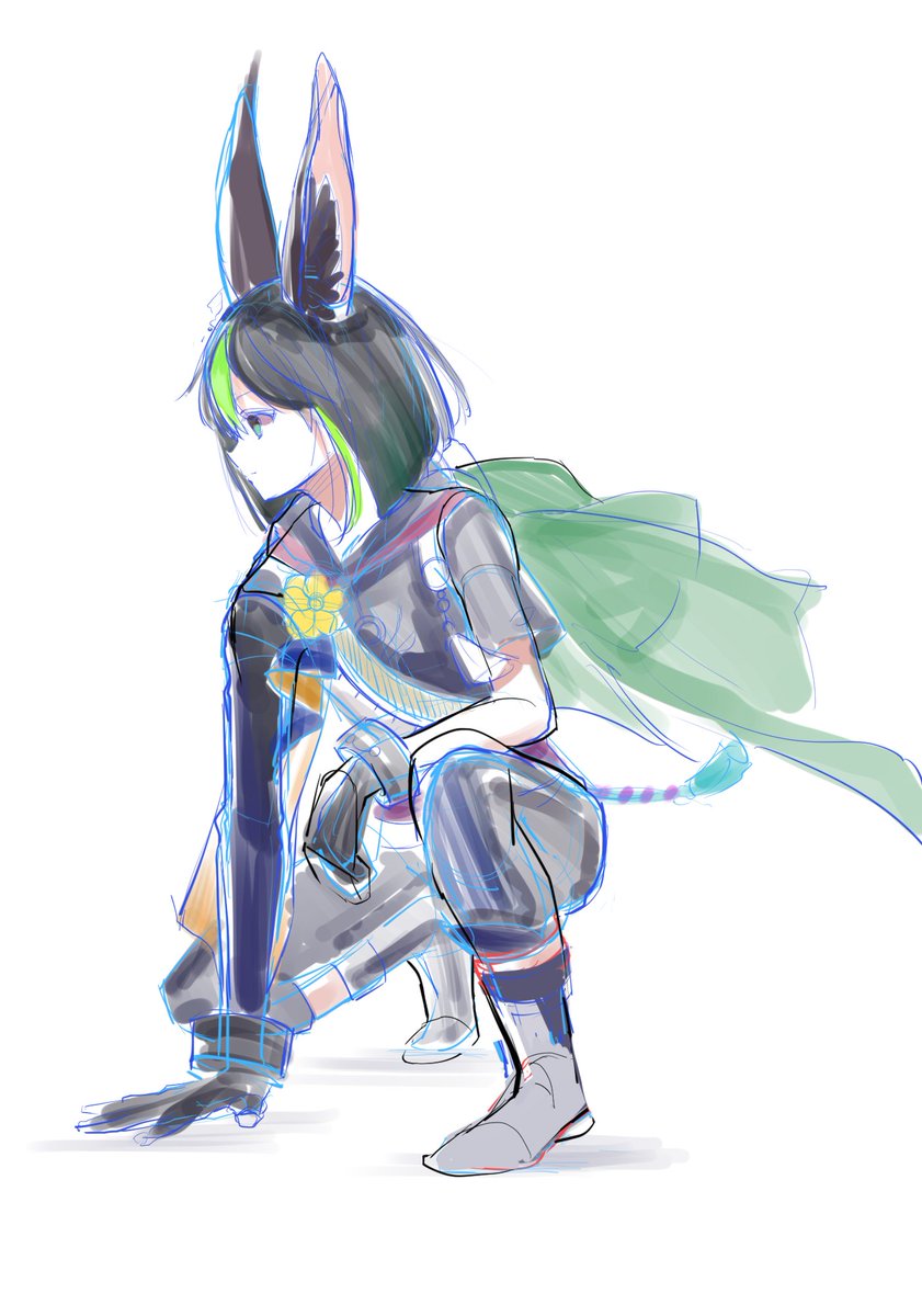 ポーズの練習～( ¨̮ )
甘雨ちゃんはザクッと塗ってみたよ
次は誰でしょう☺︎
#イラスト