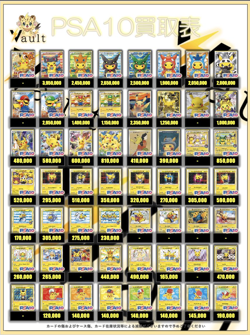 ポケカPSA10強化買取】⚡️3/5更新 ポケカPSA10の買取表になります