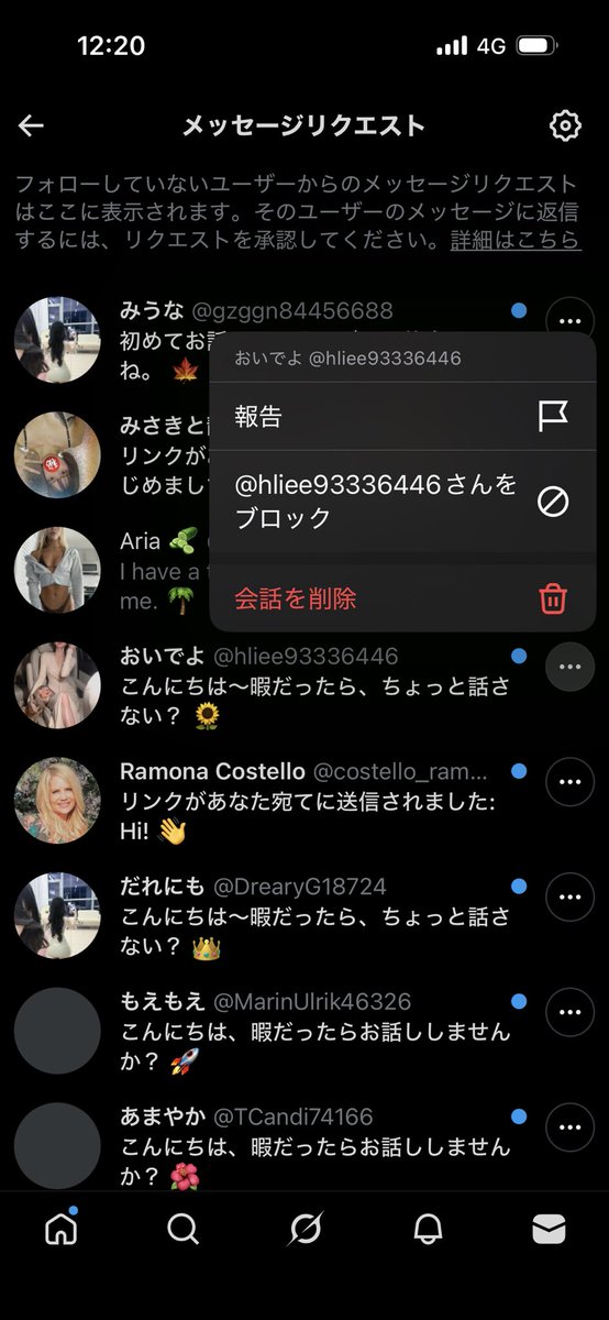 メッセージリクエスト見たらこれか… お前ら全員、報告を希望でいいか