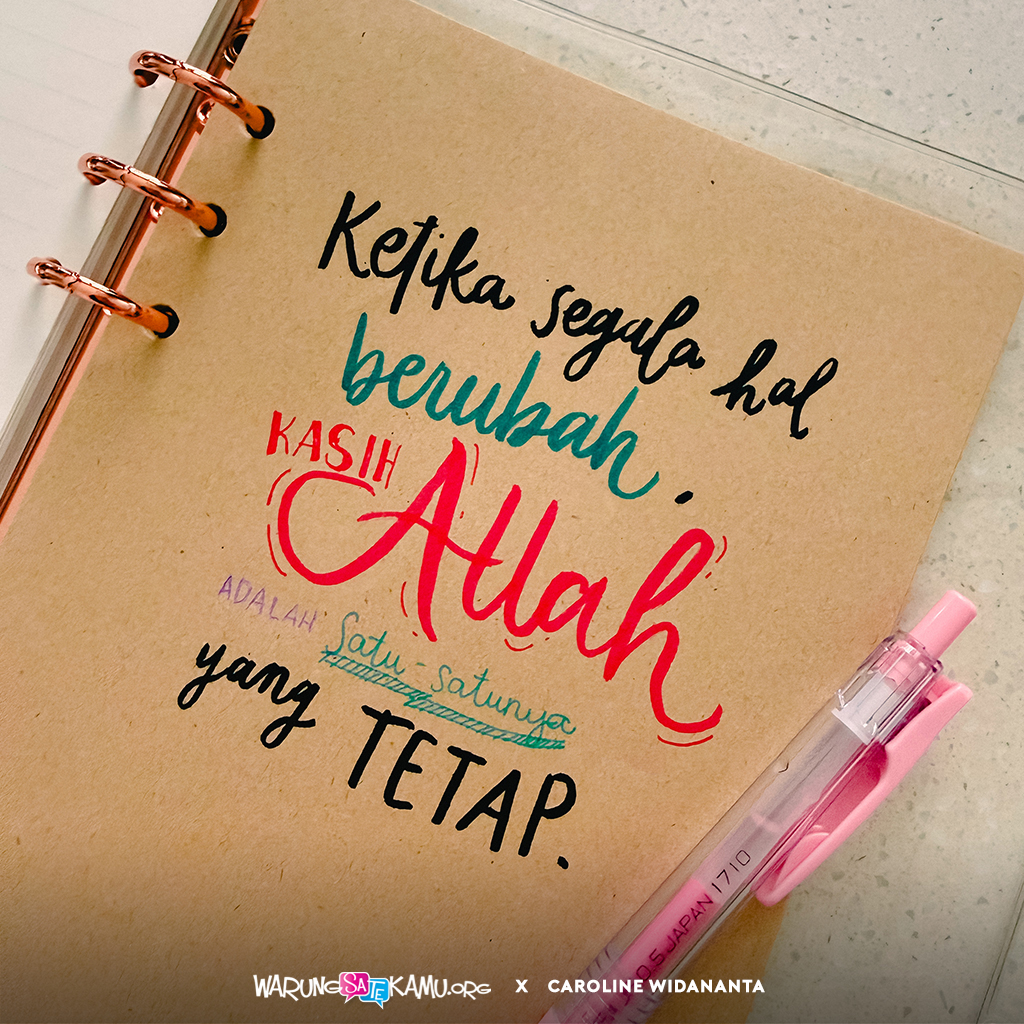 warungsatekamu's tweet image. Ya Allah, meski konsep waktu membingungkan, tolonglah aku menyadari dan menerima bahwa masa hidupku ada di tangan-Mu.

Kontribusi oleh Caroline Widananta.

#WarungSaTeKaMu #dailyquote #christianart #handlettering #rohanikristen #saatteduh #santapanrohani #renungankristen