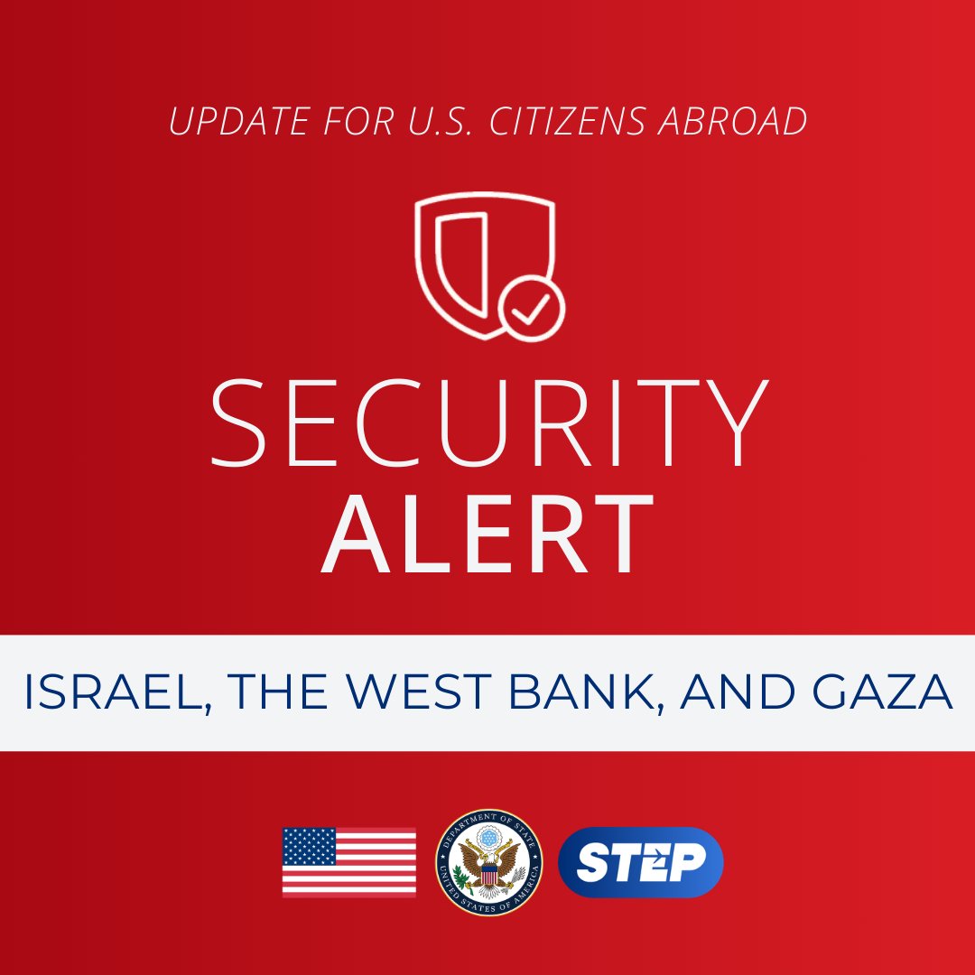 TravelGov's tweet photo. Israel, the West Bank, and Gaza: The U.S. government is ready to help Americans leave the Middle East if you choose to take advantage of the options available. Please complete this form so the Department of State can better assist you and provide you with timely updates: https://t.co/CKvLJIfXKe . If you have already completed the crisis intake form, please do not fill it out again. More at: https://t.co/fatmrIkZ3a
