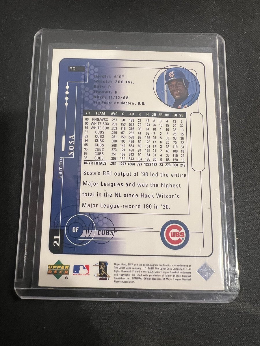 TheOChammer's tweet photo. @Passion4Baseba1 I saw your post and wanted to share these.  I never post anything.  These aren’t supposed to exist.  Upper Deck didn’t make replacements for these in 1999.  These came from an individual working maintenance at UD.  I’m not sure how he got them out but here they are. https://t.co/JVWA2NgxEg