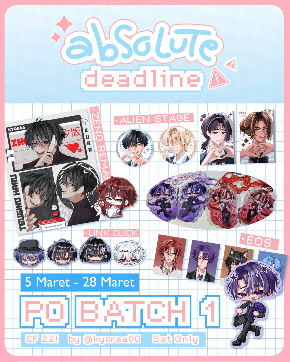 kyoraa00's tweet image. (🩷🔁 are appreciated! ✨) 

🌸 Kyoraa's Pre Order Batch 1 #CF22

🗓️ 5 Maret - 28 Maret
📍Mail order &amp;amp; pick up SAT Only (booth TBA)
🌟 EOS, Alien Stage, Link Click, Zeno Remake

🔗 forms.gle/3vXPFkJRp4QJH8……

#comifuro22 #comifuro22catalogue #cf22catalogue

(1/3)