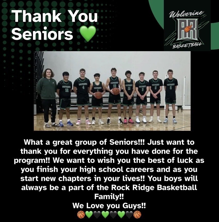 RockRidgeBBall's tweet photo. Always tough when the season comes to an end. So proud of the boys for all the hard work they put in this year and for fighting all the way to the end.
💚🏀💚🏀💚🏀💚🏀💚 https://t.co/PufiFL29jP