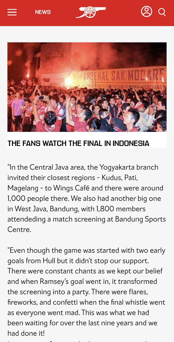 Arsenal sak modare dipajang di webnya arsenal. Jogja meledak!