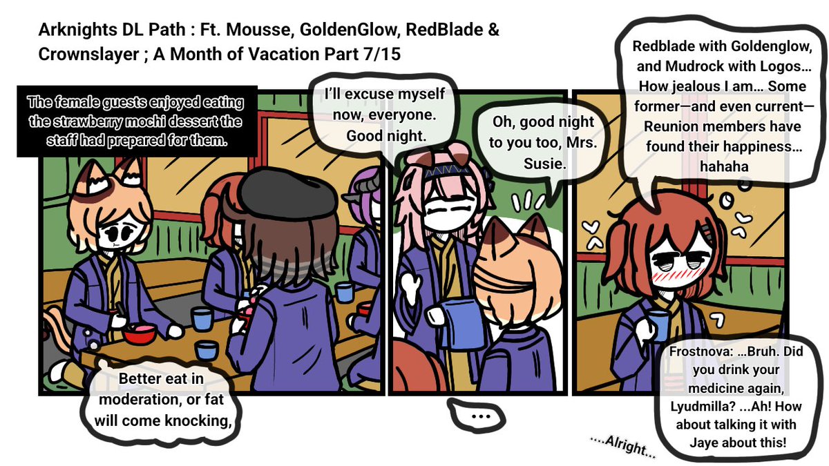 MrLonerNZ15's tweet photo. Arknights DL Path : Ft. Mousse, GoldenGlow, RedBlade & Crownslayer ; A Month of Vacation Part 7/15
I remember a staff hotel try to get inside my family room with a weird reason, when my father is not around.
#Arknights #Mousse #Goldenglow #RedBlade #Crownslayer https://t.co/l6vNjNJrJy