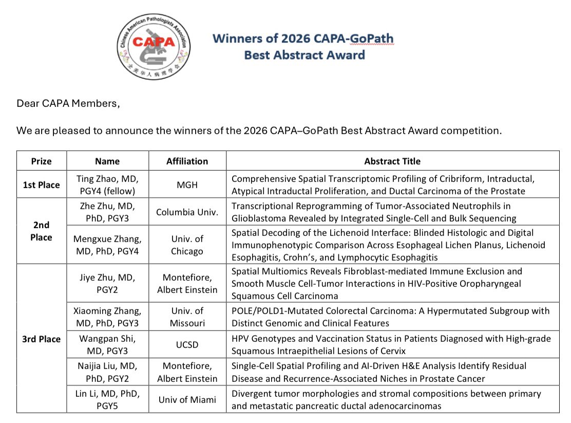 Chinese American Pathologists Association tweet media