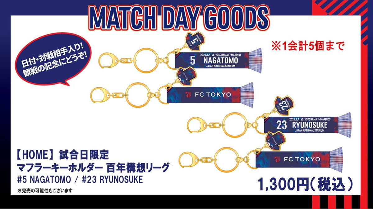 🔵3/7 横浜FM戦グッズ売店・ガチャガチャコーナー🔴 今節のマッチデー