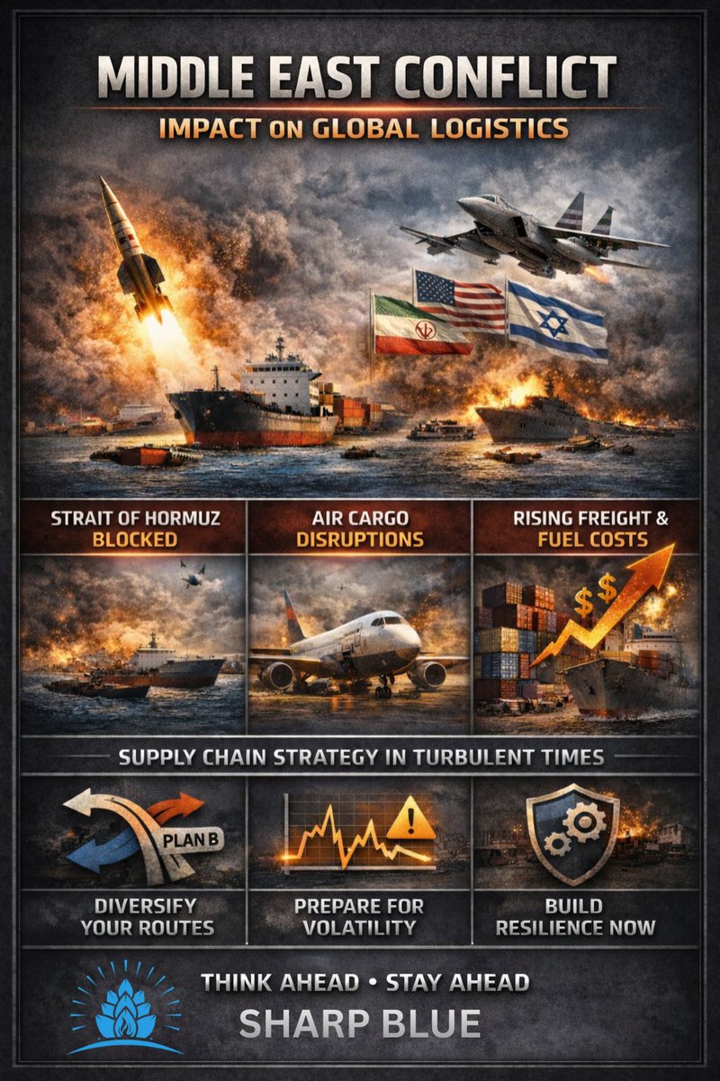SharpBlueAu's tweet photo. 🌍 Geopolitics disrupts supply chains—spot the hotspots before your freight feels the shock.
 Read more: https://t.co/oxJV4hbwvl

#Logistics #MiddleEastConflict #IranIsraelWar #SupplyChain https://t.co/6hnzDxMfxI