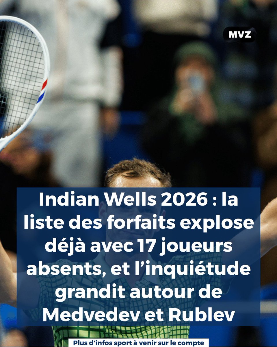 mvz_sports's tweet image. Indian Wells 2026 voit déjà 17 forfaits, dont Markéta Vondroušová (Wimbledon 2023), à quelques jours du début (4–15 mars) — et la présence de Medvedev et Rublev reste incertaine après Dubaï… tableau déjà chamboulé, ce que ça change ?  

Retrouvez l’article complet 👇