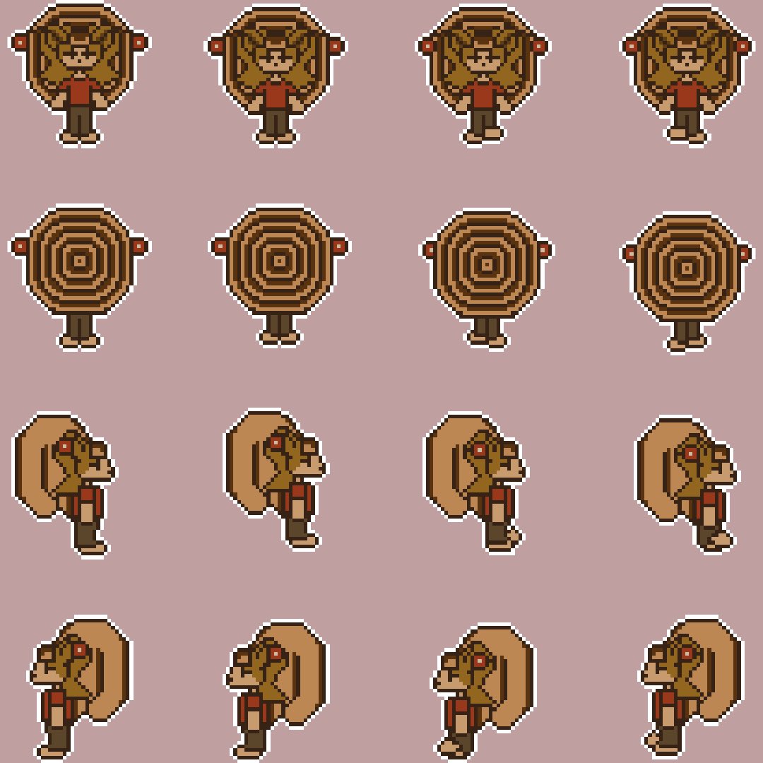 Repheric_KitKat's tweet photo. I’m back from the dead to offer sprite art! I’m in the beginning of making a game and decided to make a comfort character of mine into an npc/test character https://t.co/C6NxBm2xyN